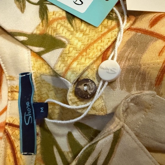 High Waist Orange and Green Tropical Leaf Shorts - Picture 7 of 7